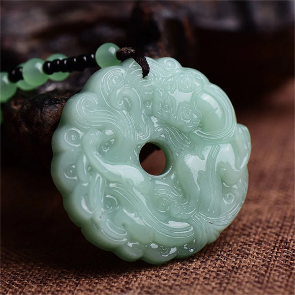 Jade Hand-Carved PiXiu Multicolor Pendant Necklace - Chinese Gather Wealth Jewelry