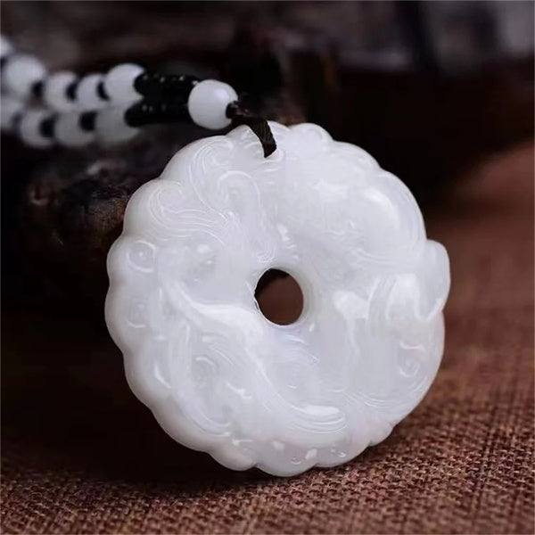 Jade Hand-Carved PiXiu Multicolor Pendant Necklace - Chinese Gather Wealth Jewelry