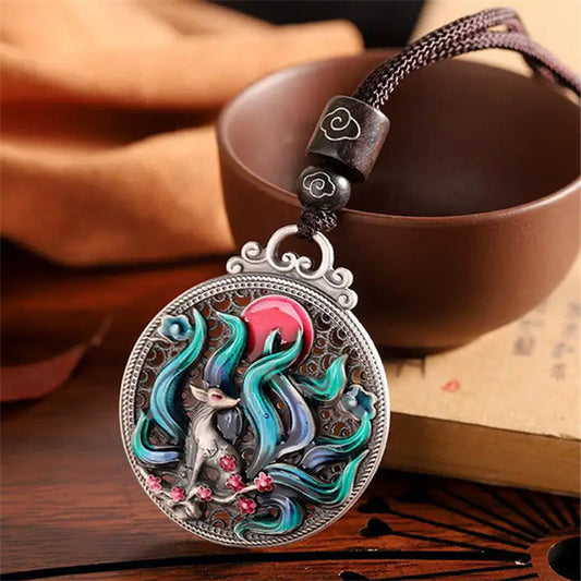 Nine Tailed Fox Necklace Chinese Lucky Stone - Increase Love Lucky