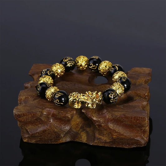 Pixiu Obsidian Bracelet Chinese Feng Shui -  Wealth & Good Luck